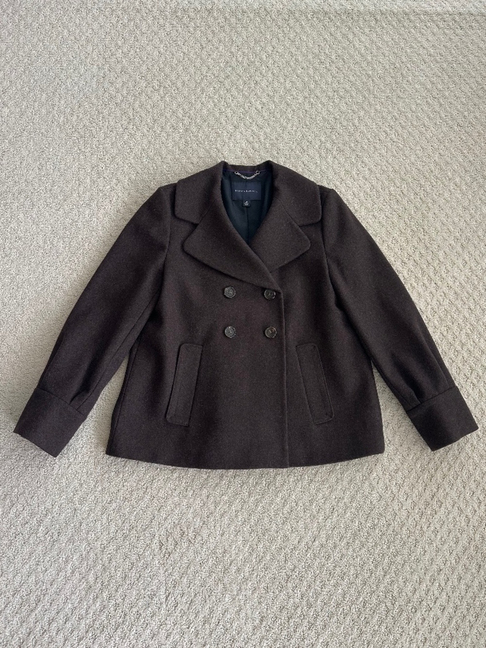 Banana Republic Double-Breasted Wool Blend Peacoat Med Winter Preppy Neutral